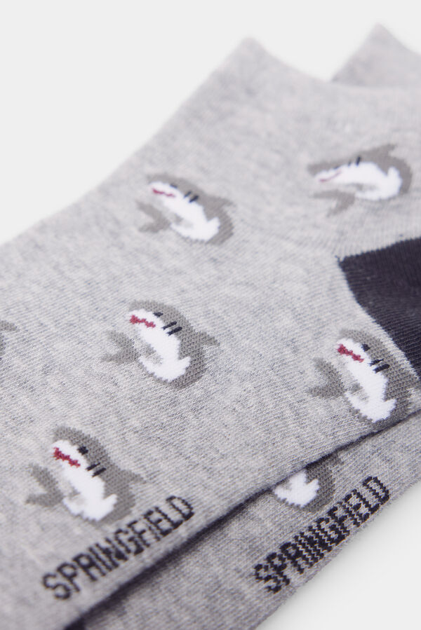 Springfield Calcetín tobillero tiburón gris