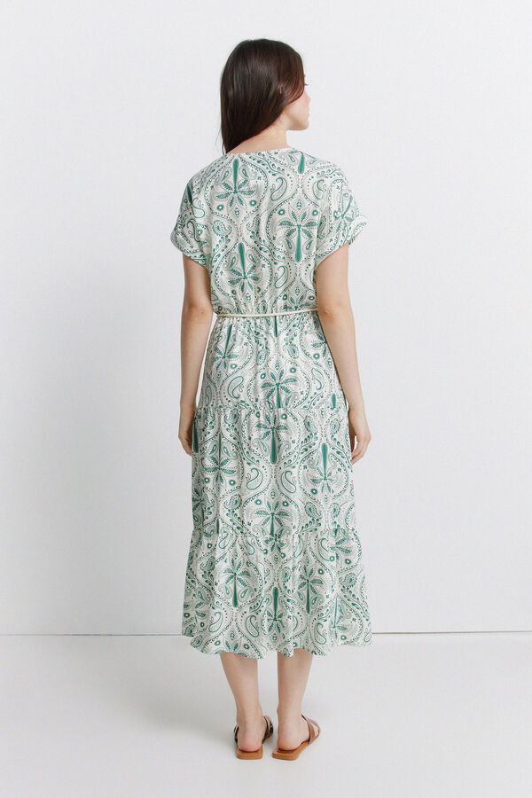 Springfield Vestido midi estampado paisley blanco