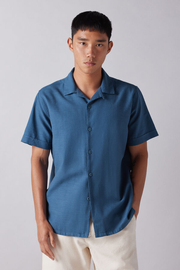 Springfield Camisa manga corta rústica azul