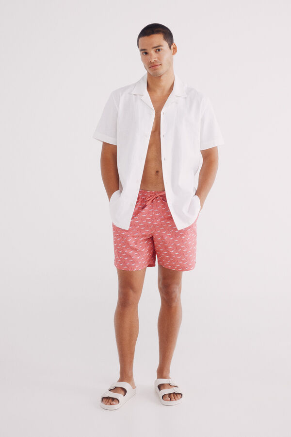 Springfield Bañador estampado tiburones rojo