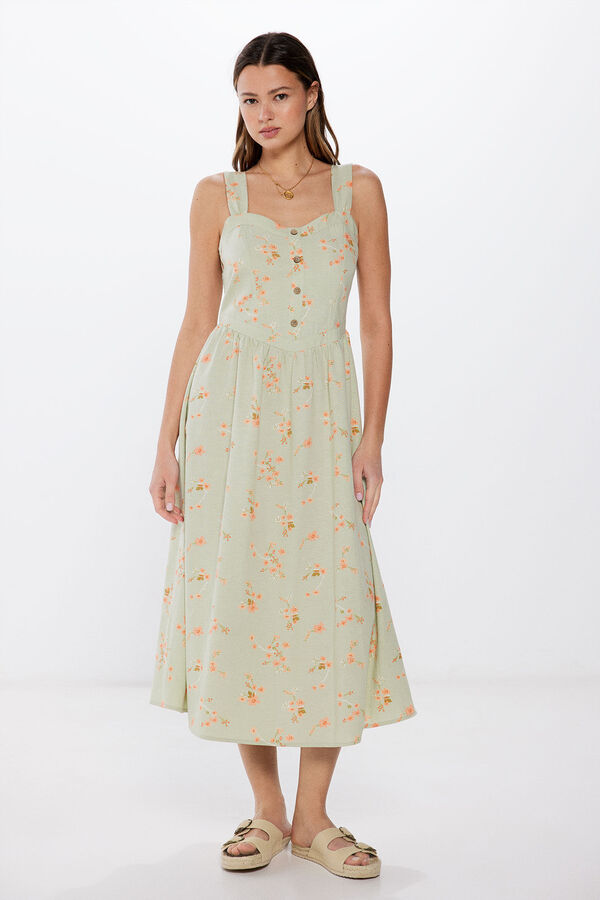 Springfield Vestido midi corsetero verde