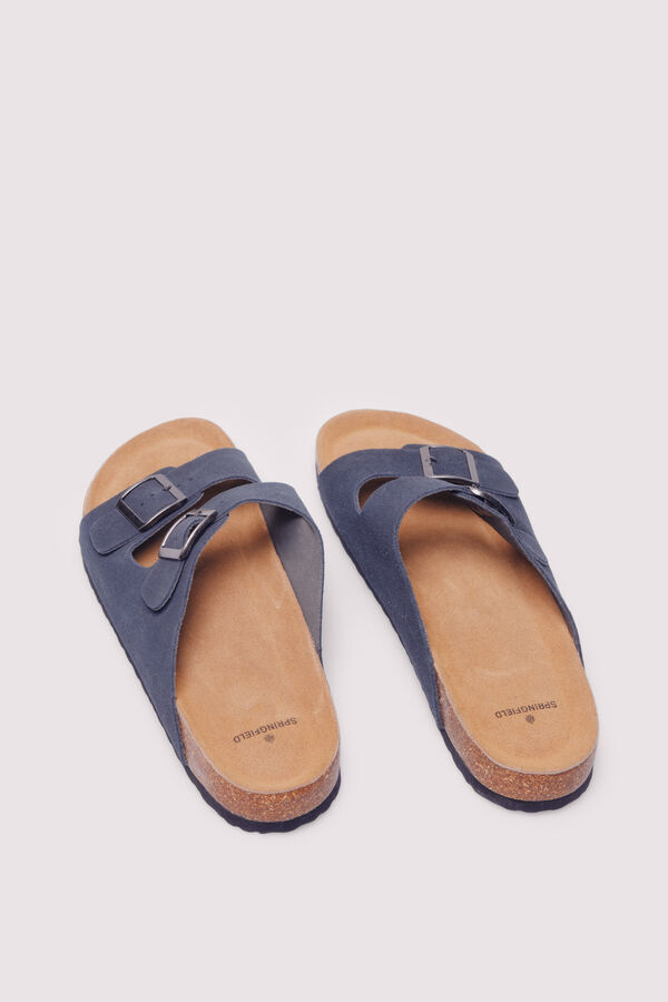 Springfield Sandalia piel doble hebilla gris