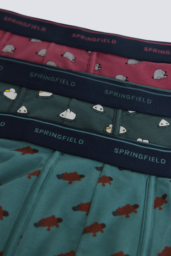 Springfield Pack 3 boxers animales p&uacute;rpura