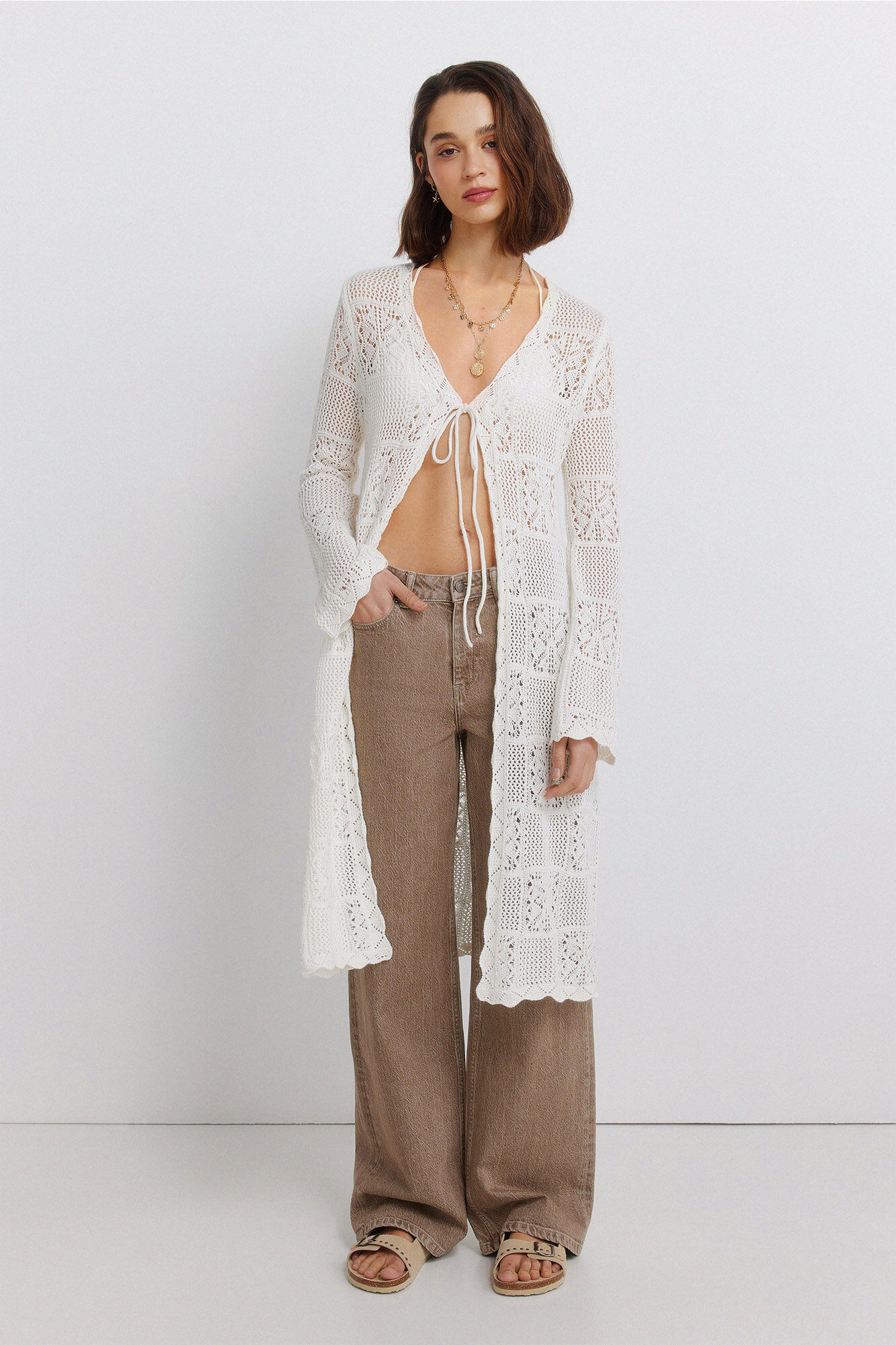 Springfield C&aacute;rdigan largo de punto calado