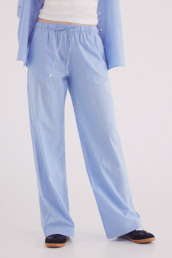Springfield Pantalón jogger popelín azul indigo