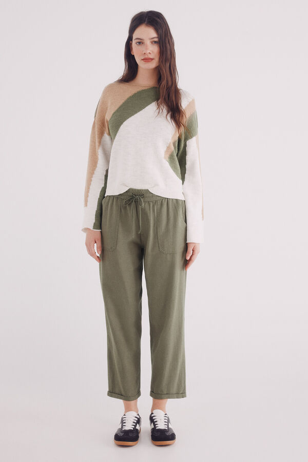 Springfield Pantalón jogger lyocell algodón kaki