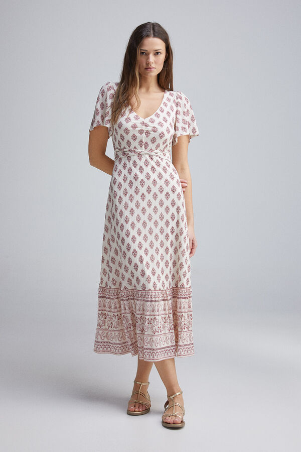 Springfield Vestido midi boho cenefa café
