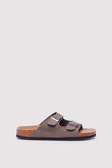 Springfield Sandalia piel doble hebilla café