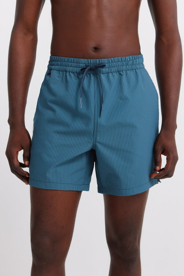 Springfield Traje de ba&ntilde;o seersucker a rayas azul