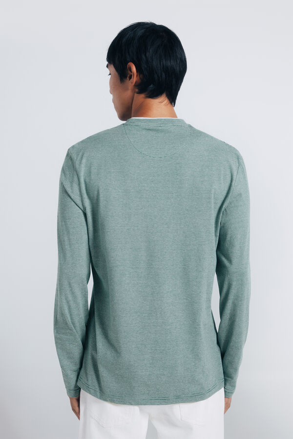 Springfield playera de manga larga con doble microraya verde