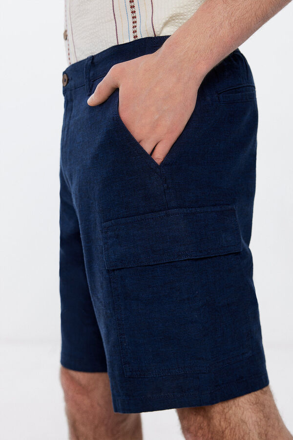 Springfield Bermuda lino cargo comfort fit azul