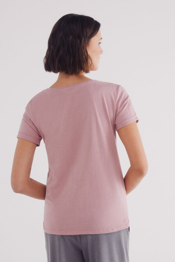Springfield Playera rayas texto rosa