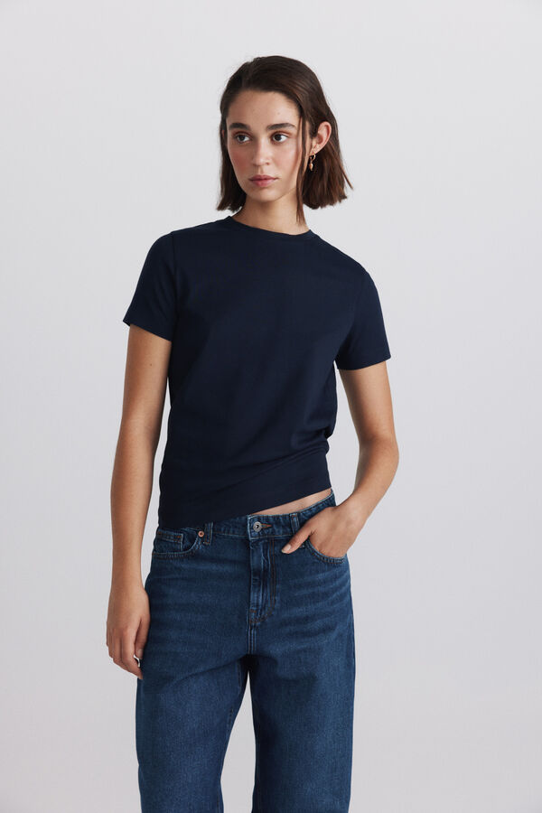 Springfield Playera b&aacute;sica de algod&oacute;n lisa negro