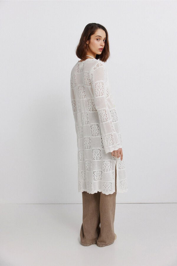 Springfield C&aacute;rdigan largo de punto calado beige