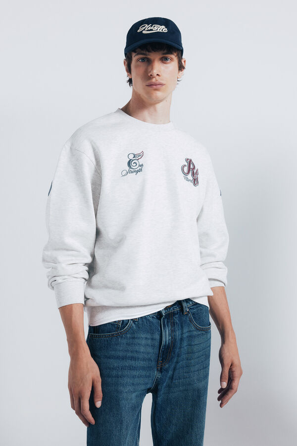 Springfield Sudadera bordado espalda gris