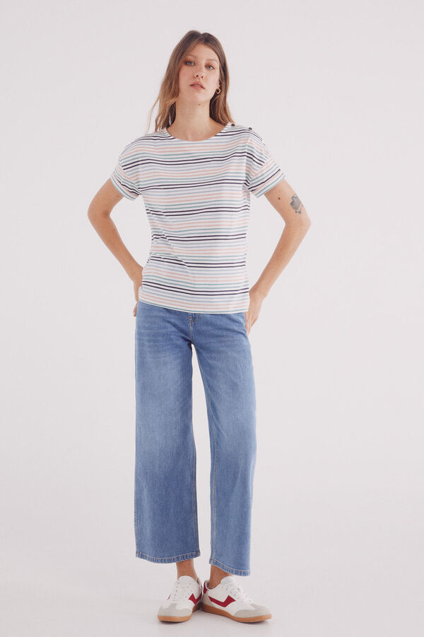 Springfield Playera manga vuelta botones hombro estampado