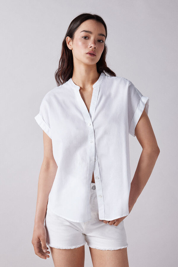 Springfield Camisa cuello mao manga corta natural