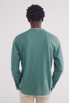 Springfield Playera manga larga microraya doble verde