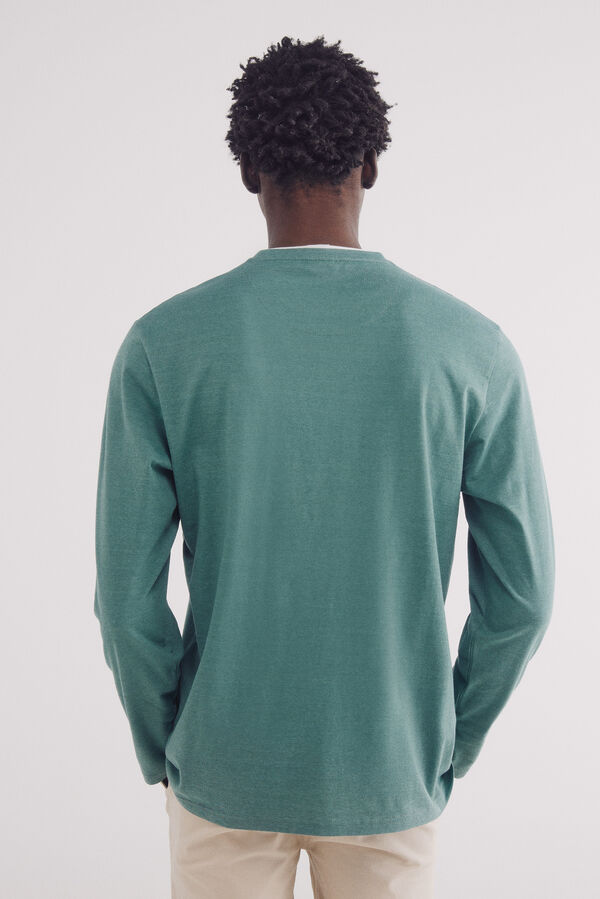 Springfield Playera manga larga microraya doble verde