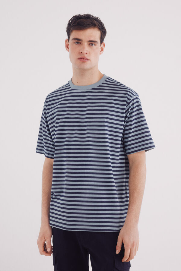 Springfield Playera rayas estampada azul