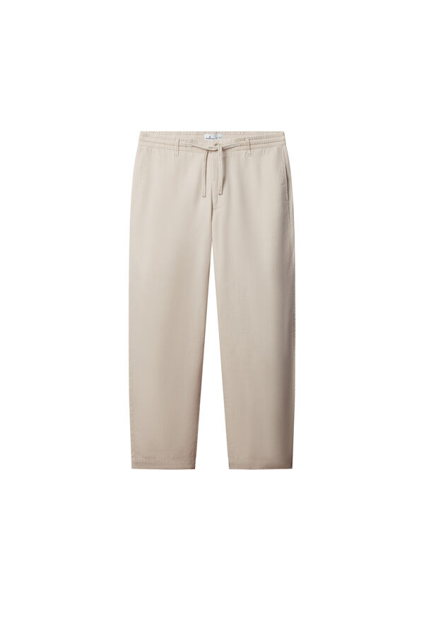 Springfield Pantal&oacute;n chino comfort fit de lino marfil
