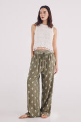 Springfield Pantalón fluido estampado kaki