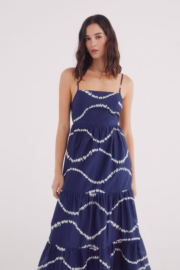 Springfield Vestido midi estampado espalda abierta azulado