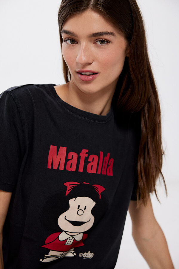 Springfield Playera Mafalda Acid Wash amarillo