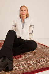 Springfield Blusa Bordados Contraste beige