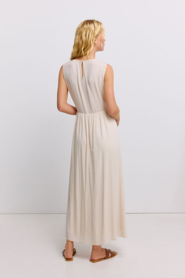 Springfield Vestido sin mangas de crochet beige