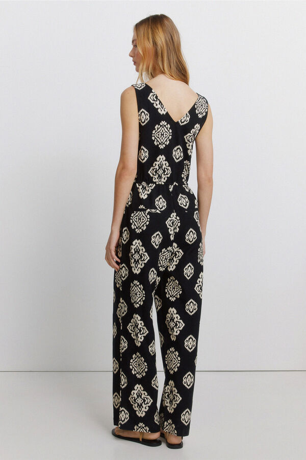 Springfield Jumpsuit sin mangas estampado negro
