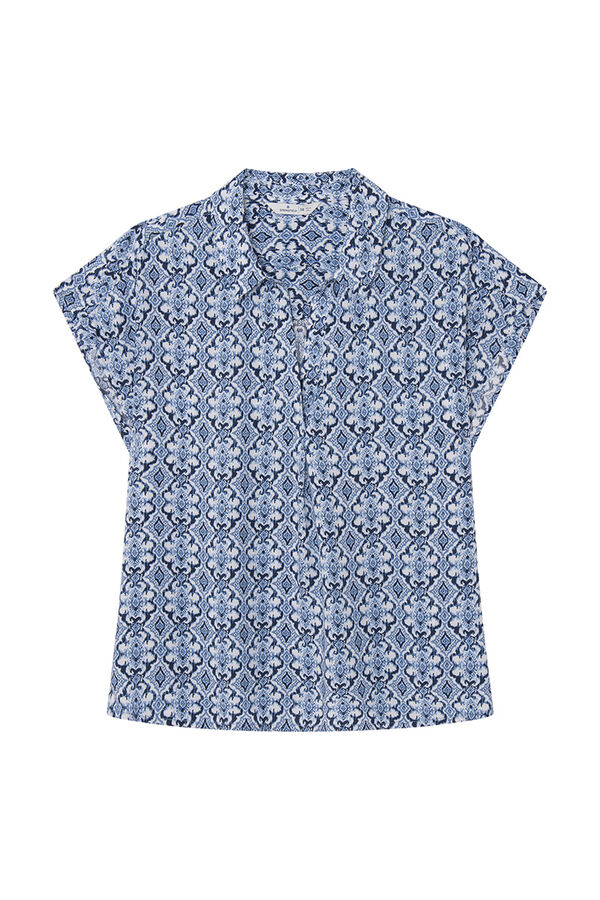 Springfield Blusa polera estampada marino