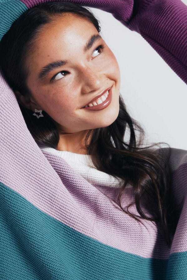 Springfield Suéter color block algodón morado/lila