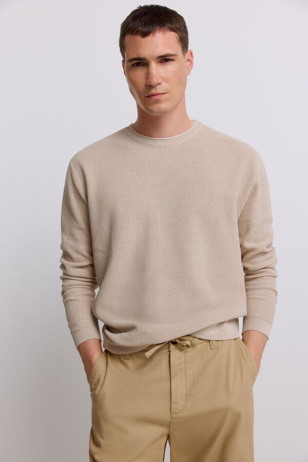 Springfield Jersey de estructura doble beige