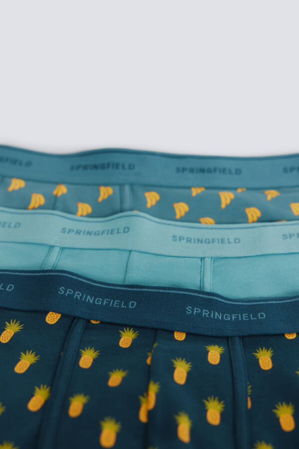 Springfield Paquete de 2 b&oacute;xers con estampado de pi&ntilde;a y pl&aacute;tano azul
