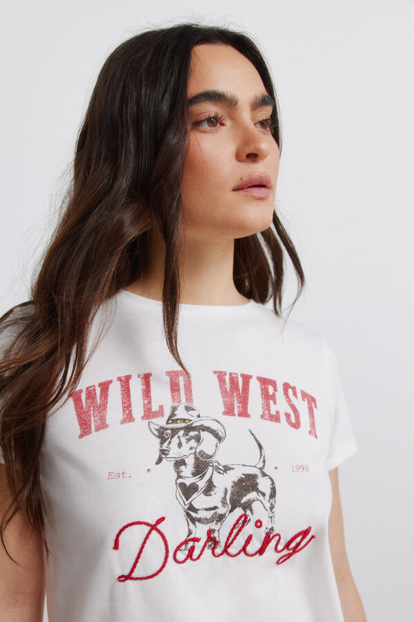 Springfield Playera de manga corta de algod&oacute;n "cowgirl" blanco