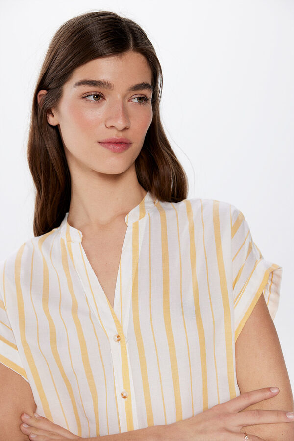 Springfield Blusa básica cuello mao algodón  amarillo