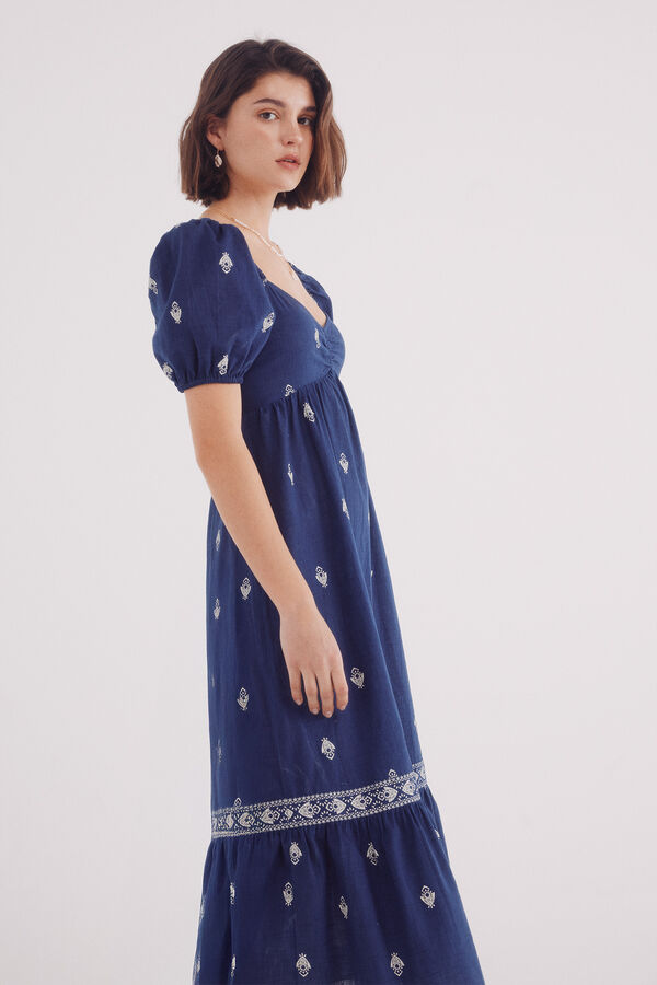 Springfield Vestido midi cenefa volante azulado