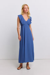 Springfield Vestido midi con volantes azul