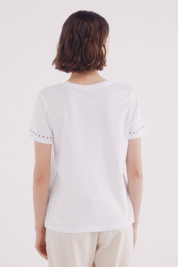 Springfield Playera tachuelas cuello y mangas natural
