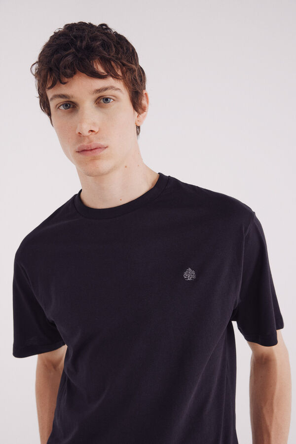 Springfield Camiseta básica cuello redondo negro