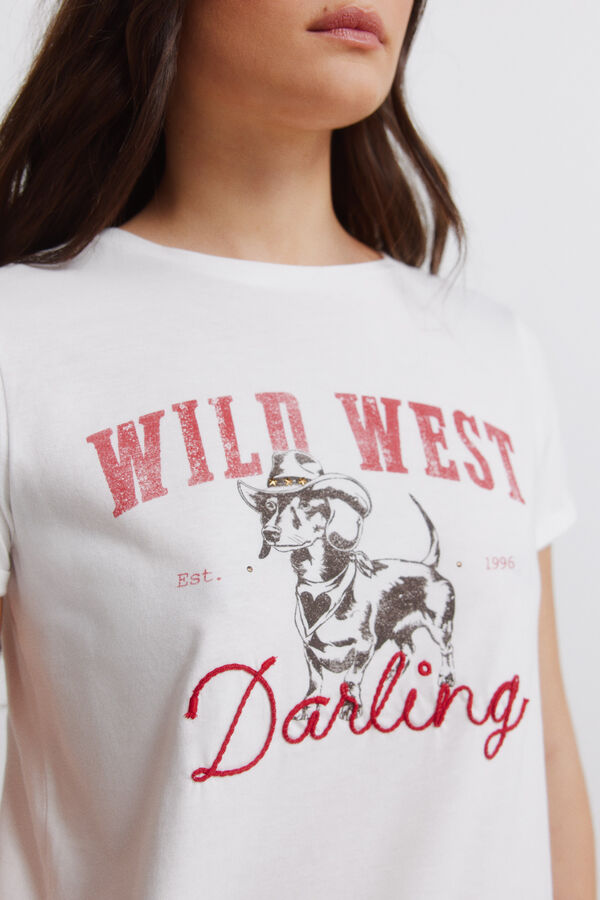 Springfield Playera de manga corta de algod&oacute;n "cowgirl" blanco