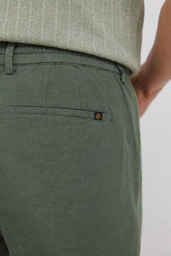 Springfield Pantal&oacute;n chino comfort fit de lino verde