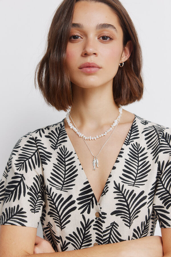 Springfield Vestido midi camisero estampado caf&eacute;