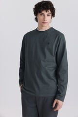 Springfield Playera manga larga doble cuello de rayas verde