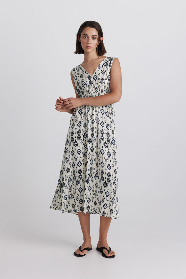 Springfield Vestido con tiras en la cintura blanco