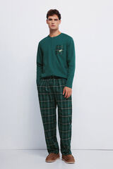 Springfield Pijama larga con pantalón de cuadros verde