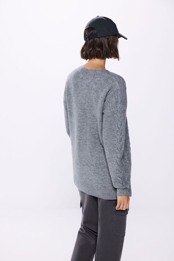Springfield Cárdigan cable knit gris