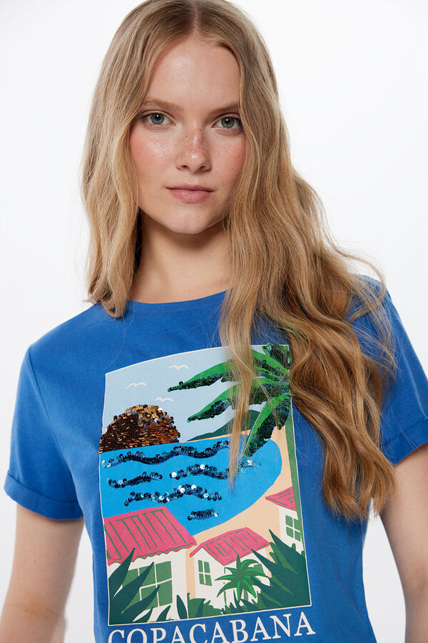 Springfield Playera Gráfica Paisaje azul