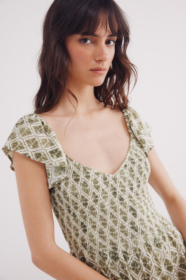 Springfield Vestido midi estampado geométrico verde